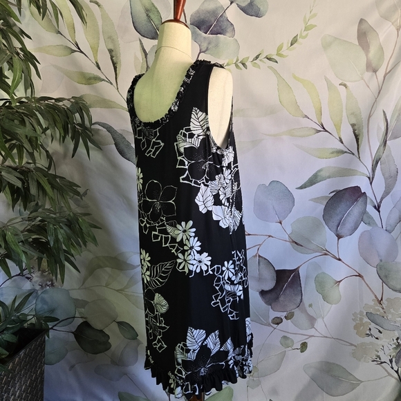 PARADISO | Hawaiian Black & White Beaded Floral Sundress sz XL - Picture 2 of 7